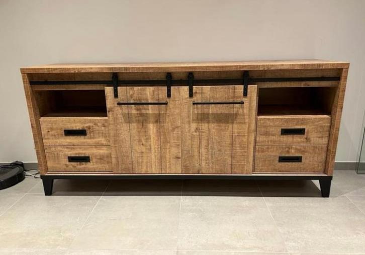 Dressoir Mango hout, Huis en Inrichting, Kasten | Dressoirs, Gebruikt, 200 cm of meer, 25 tot 50 cm, Met lade(s), Met deur(en)