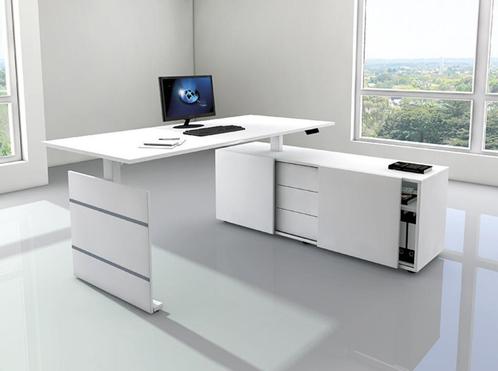 Zit sta bureau Move-3 wit 180cm elektrisch met archiefkast, Huis en Inrichting, Bureaus, Nieuw, Stabureau, Elektrisch, In hoogte verstelbaar