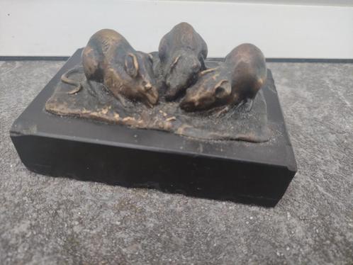 bronze 3 petites souris signe m lucas, Antiek en Kunst, Antiek | Brons en Koper, Brons, Ophalen of Verzenden