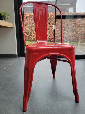 4 tolix style stoelen rood, Enlèvement, Comme neuf, Rouge