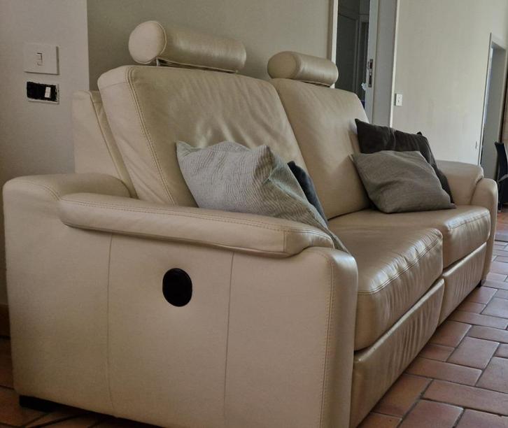 Lederen salon met 2-zit relax en 3-zit relax, Huis en Inrichting, Zetels | Zetels, Gebruikt, Rechte bank, Vierpersoons of meer