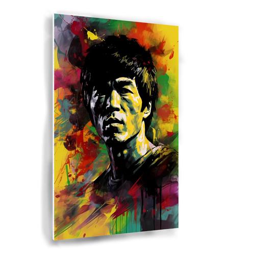 Bruce Lee portret schilderij 80x120cm Forex + Ophangsysteem, Huis en Inrichting, Woonaccessoires | Schilderijen, Tekeningen en Foto's