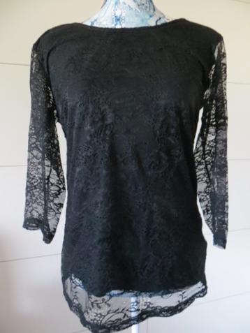 Zwart dames topje / blouse met kant - Jean Pascale - Medium