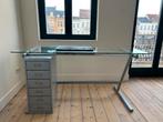 Glazen bureau met opbergruimte, Huis en Inrichting, Bureaus, Ophalen, Zo goed als nieuw, Bureau