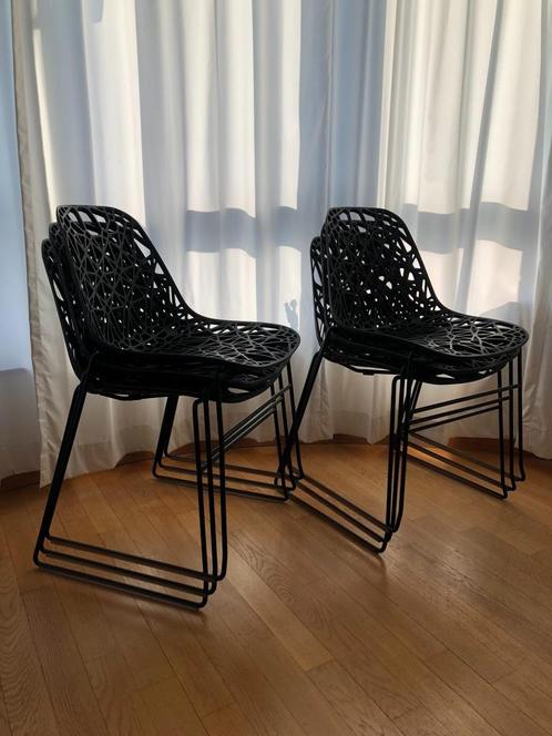 Chaises Zach noires (Habitat), Huis en Inrichting, Stoelen, Zo goed als nieuw, Vijf, Zes of meer stoelen, Kunststof, Metaal, Zwart