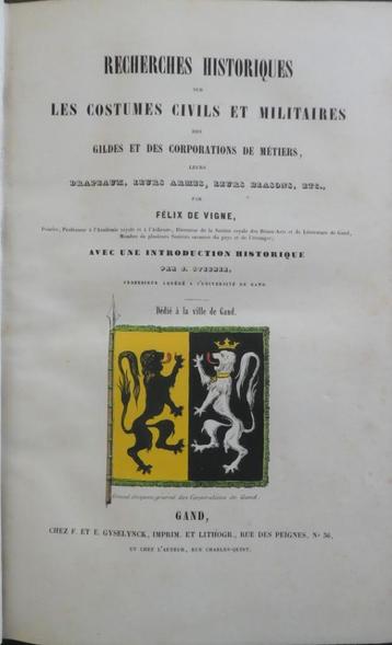 F. De Vigne - Recherches historiques costumes - 1847 beschikbaar voor biedingen