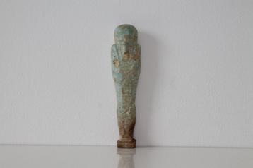 Oude Egypte, late periode, Faience Shabti met hiërogliefen beschikbaar voor biedingen