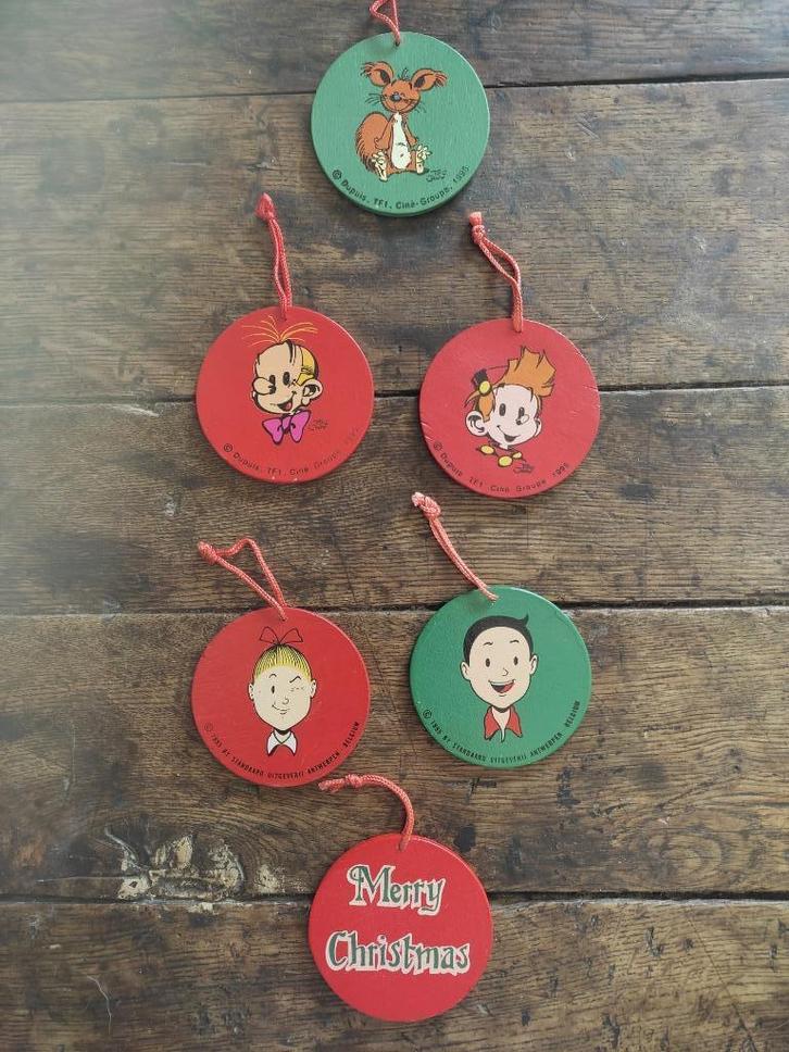 5 décos de Noël bd (Bob & Bobette, Spirou, Fantasio, Spip)., Diversen, Kerst, Zo goed als nieuw, Ophalen of Verzenden