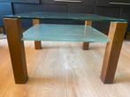 Stevige glazen salontafel, Huis en Inrichting, Ophalen, Gebruikt, 50 tot 100 cm, Vierkant