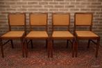 Set van 4 unieke vintage stoelen – opnieuw gecaneerd zitvlak, Ophalen of Verzenden