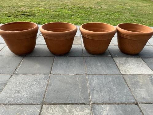 Terracotta bloempotten, Tuin en Terras, Bloempotten, Gebruikt, Terracotta, Balkon, Tuin, Minder dan 40 cm, 25 tot 40 cm, Rond