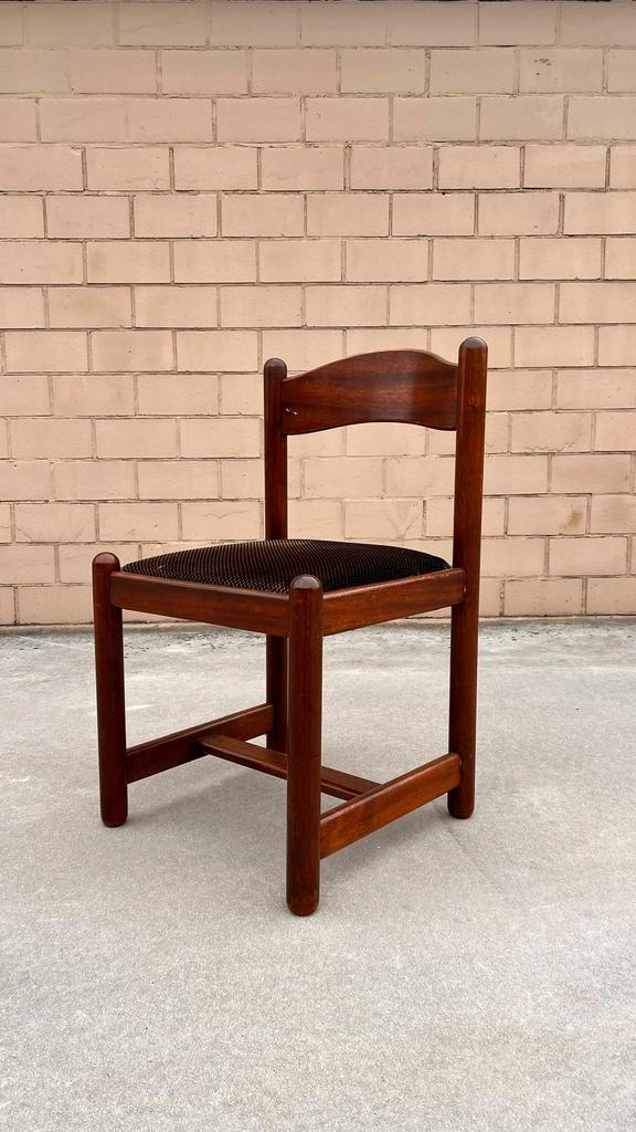 Set van 6 vintage designstoelen, Huis en Inrichting, Stoelen, Gebruikt, Vijf, Zes of meer stoelen, Hout, Stof, Bruin, Ophalen