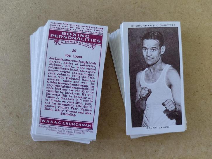 Boxing Personalities complete set 50 chromos boksen REPRO, Verzamelen, Sportartikelen en Voetbal, Poster, Plaatje of Sticker, Ophalen of Verzenden