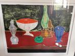 Print Rik Slabbinck stilleven glaswerk olie op canvas, Ophalen