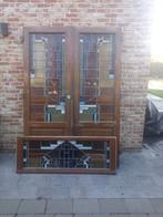 Deur met bovenstuk in loodglas, Doe-het-zelf en Bouw, Deuren en Vliegenramen, Ophalen, Zo goed als nieuw, Glas