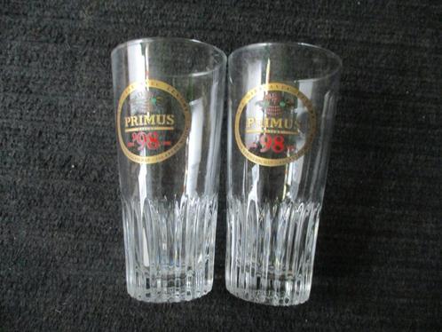 Twee stuks oude Bierglazen  Hacht   PRIMUS  '98, Verzamelen, Biermerken, Zo goed als nieuw, Glas of Glazen, Overige merken, Ophalen of Verzenden