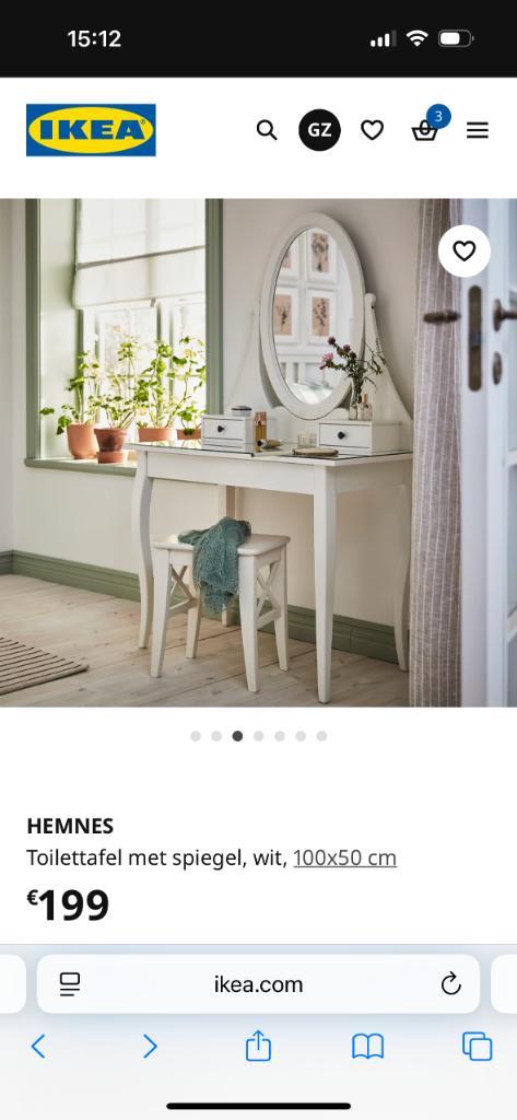Toilettafel met spiegel, wit, 100x50 cm Dressoir, Huis en Inrichting, Kasten | Dressoirs, Gebruikt, Ophalen