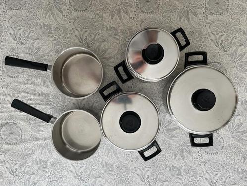 Set kookpotten en pannen Demeyere, Maison & Meubles, Cuisine | Casseroles & Poêles, Utilisé, Casserole ou Cocotte-minute, Inox