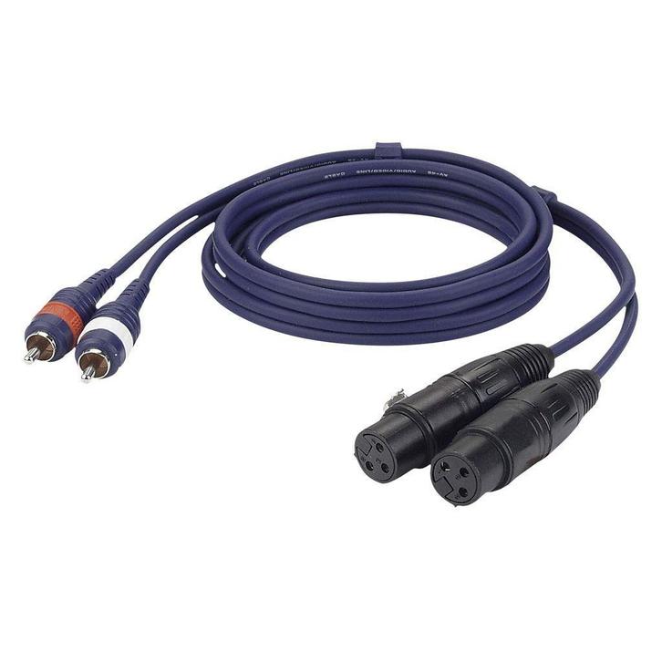 2 RCA male L/R to 2 XLR/F 3P OFC 3m, Muziek en Instrumenten, Kabels en Stekkers, Nieuw, Ophalen of Verzenden