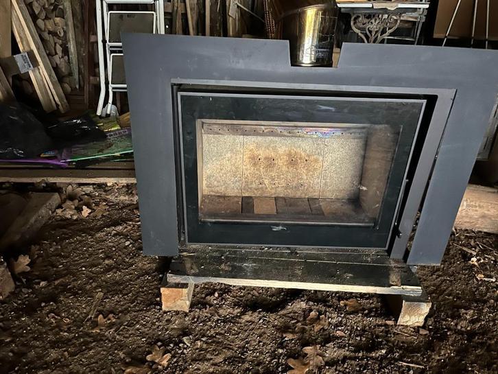 Open haard/houten inzetstuk, Huis en Inrichting, Kachels, Zo goed als nieuw, Inbouw, Gevelkachel, Hout, Ophalen