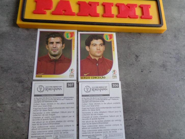 PANINI VOETBAL STICKERS WORLD CUP 2002 FIGO EN CONCEICAO, Hobby en Vrije tijd, Stickers en Plaatjes, Ophalen of Verzenden
