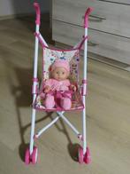 Roze poppenbuggy + pop in goede staat., Kinderen en Baby's, Speelgoed | Poppen, Ophalen of Verzenden, Gebruikt, Babypop