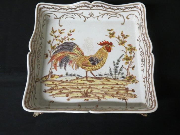 Decoratieve schaal -  haan in veld, Antiek en Kunst, Antiek | Keramiek en Aardewerk, Ophalen of Verzenden