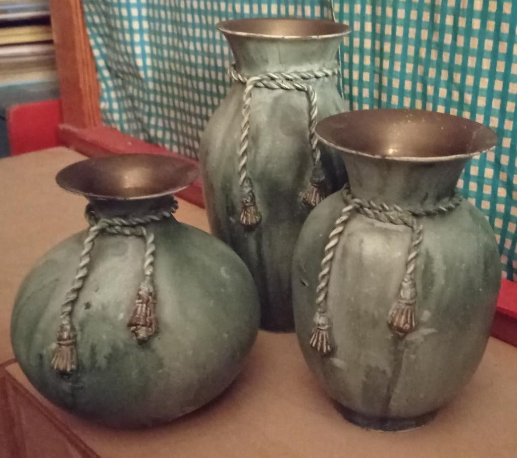 Duurzame retro koper vaasjes. 21€ samen. Anders 10€ per stuk, Huis en Inrichting, Woonaccessoires | Vazen, Ophalen