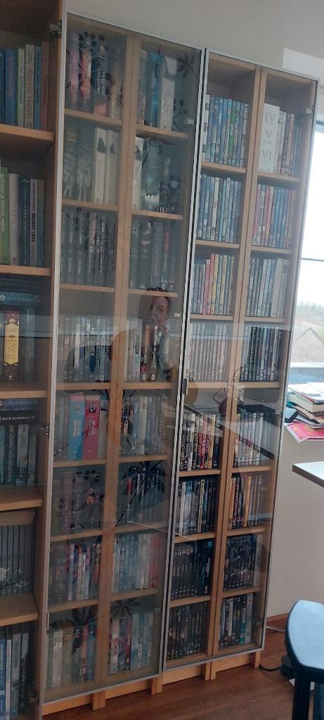 CD/DVD kasten met glazen deur, Huis en Inrichting, Kasten |Televisiemeubels, Gebruikt, 200 cm of meer, Minder dan 50 cm, Minder dan 25 cm