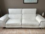 Canapé cuir blanc 3/4 places avec 2 relax électrique, Maison & Meubles, 100 à 125 cm, Banc droit, Enlèvement, Utilisé
