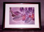 Pasteltekening orchidee / ingelijst, Antiek en Kunst, Kunst | Tekeningen en Fotografie, Ophalen of Verzenden