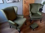 Originele Wing chairs Parker Knoll duo + voetbankje, Huis en Inrichting, Ophalen, Zo goed als nieuw