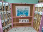 Letterkast - letters leren -leren lezen -vintage, Ophalen, Zo goed als nieuw