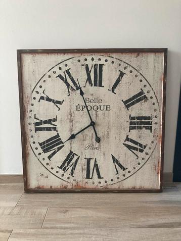 Grande horloge 70x70 cm effet vintage, Enlèvement, Comme neuf, Analogique, Horloge murale