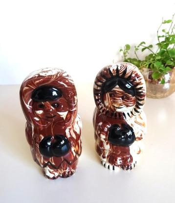 Eskimos: zeldzaam peper en zout setje. Handmade,  Alaska beschikbaar voor biedingen