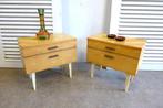 Mooie set van 2 retro vintage nachtkastjes, Ophalen, Gebruikt, 45 tot 65 cm, Minder dan 55 cm