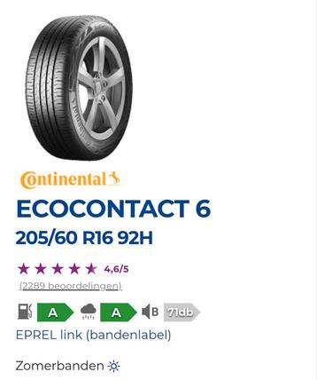 205 60 R16 Continental EcoContact 6 Nieuw Zomer beschikbaar voor biedingen