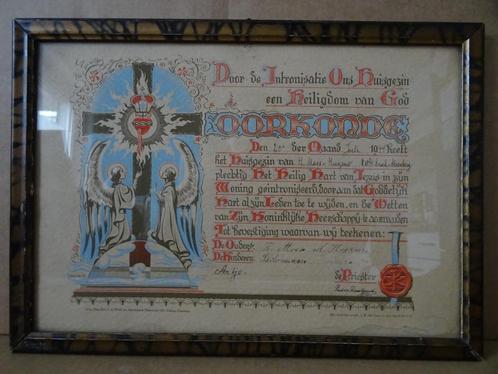 Antieke huiszegen oorkonde Heilig Hart van jezus 1941, Antiek en Kunst, Antiek | Religieuze voorwerpen, Ophalen of Verzenden