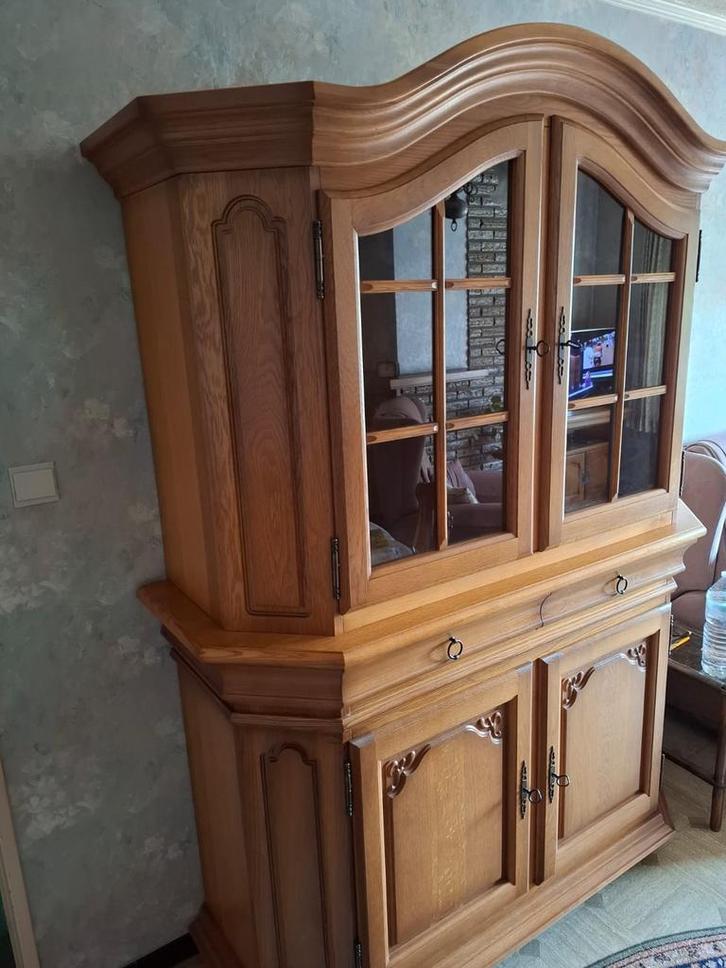 Massieve eiken wandkast + dressoir klassiek landelijke stijl, Antiek en Kunst, Antiek | Meubels | Kasten, Ophalen
