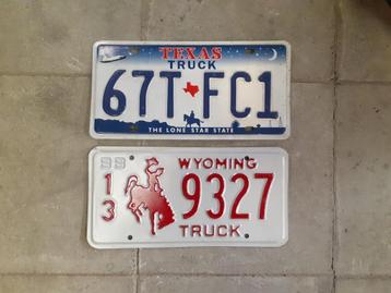 USA -Texas en Wyoming, echte nummerplaten beschikbaar voor biedingen