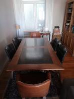 Table teck, pierre bleue, fer forgé, Maison & Meubles, Tables | Tables à manger, Comme neuf, Rectangulaire, Teck, 50 à 100 cm