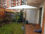 parasol met voet en hoes, Tuin en Terras, Ophalen, Gebruikt