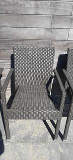 Terrasstoelen (stapelbaar) met kussen, Tuin en Terras, Tuinstoelen, Ophalen, Zo goed als nieuw, Wicker, Stapelbaar
