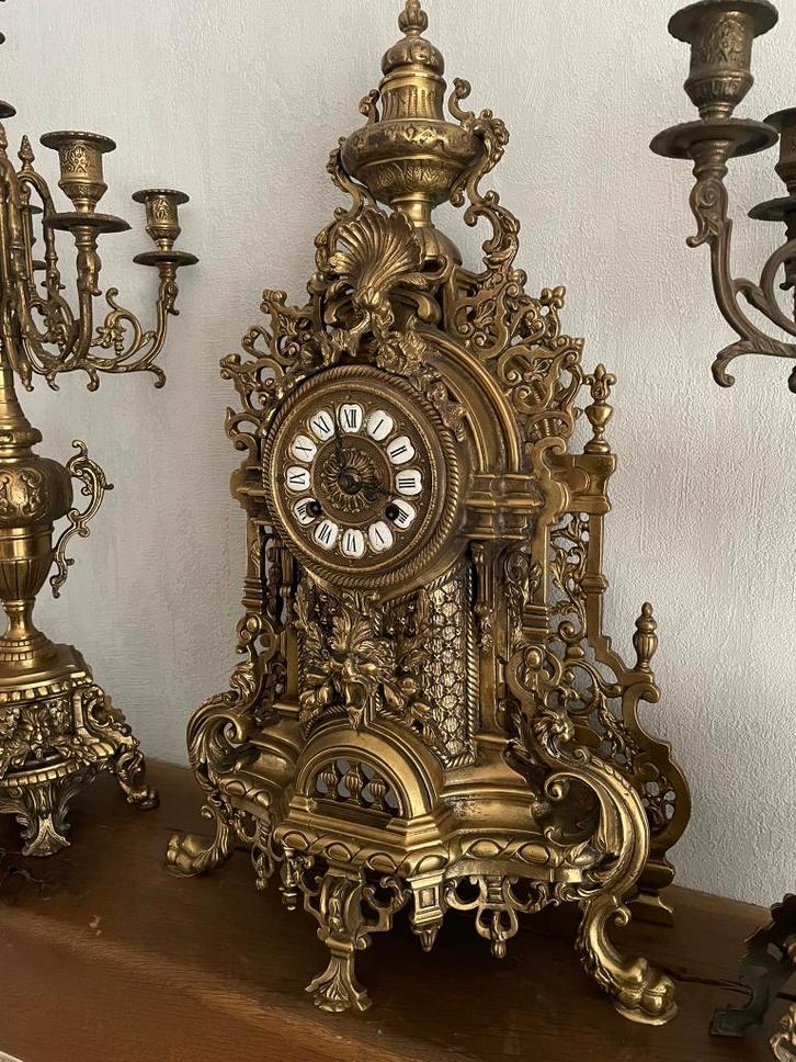 Antieke Franse schouwklok met 2 kandelabers – mooie set, Antiek en Kunst, Antiek | Klokken, Ophalen