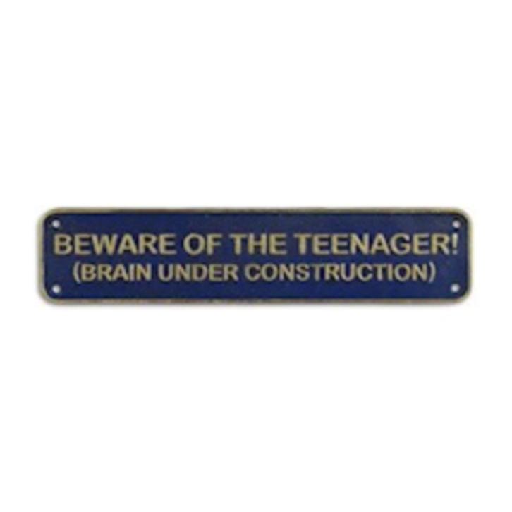 Beware of teenager zwaar gietijzer bord leuke mancave kado, Verzamelen, Merken en Reclamevoorwerpen, Zo goed als nieuw, Reclamebord
