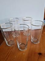 5 retro glazen voor frisdrank met gouden randjes., Ophalen of Verzenden, Zo goed als nieuw