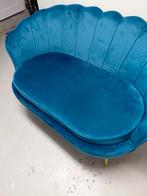 Petroleumblauw, velvet tweepersoonszeteltje, Huis en Inrichting, Ophalen, Tweepersoons, Zo goed als nieuw, Rechte bank