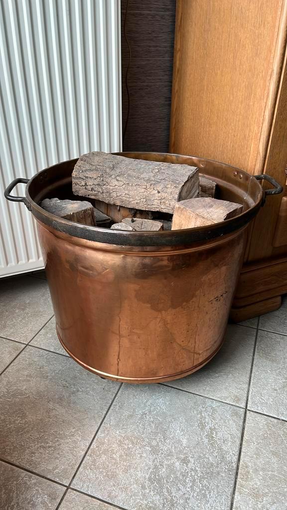 Rood koperen kuip op wielen, Antiek en Kunst, Antiek | Brons en Koper, Koper, Ophalen