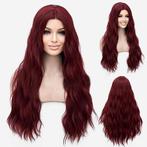 Pruik lang haar met golfjes in wijnrood zonder pony, Handtassen en Accessoires, Verzenden, Nieuw