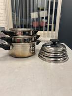 Kookpotten 3 delig, Huis en Inrichting, Keuken | Potten en Pannen, Ophalen, Gebruikt, Inox, Kookpan of Snelkookpan